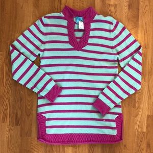 Two Bees Cashmere Blue/Pink Tunic Sweater